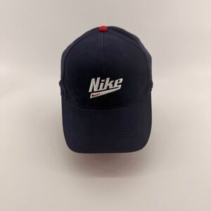 Vintage 90s Nike Script Logo Hat Navy Red Strapback Taiwan OSFA